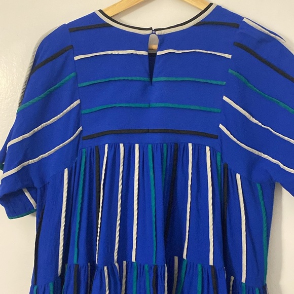 Bodice blue vertical strip swing dress - Picture 3 of 5